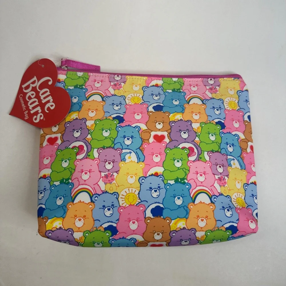 Care Bears Cosmetic Bag All Over Print‎ Rainbow Makeup Pouch New With Tags